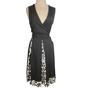 Diane von Furstenberg Black Wrap Dress Size 14 Silk Hem Classic Tie Side